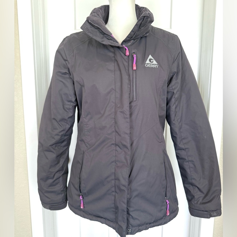 Gerry Weber Women's Dark Gray insulated Jacket, w/ detachable hood - size Small